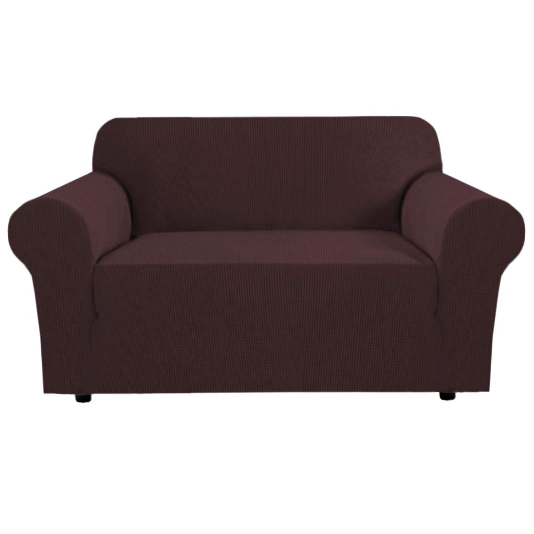 H.VERSAILTEX Stretch Sofa Covers for 3 Cushion Couch Covers Sofa Slipcovers for Living Room Feature Thick Checked Jacquard Fabric with Elastic Bottom, Sofa Large - Sand