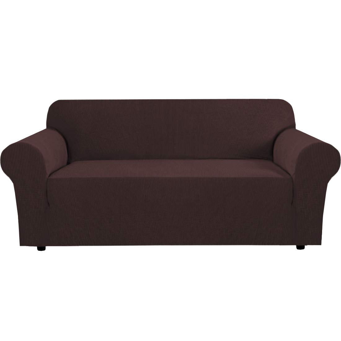 H.VERSAILTEX Stretch Sofa Covers for 3 Cushion Couch Covers Sofa Slipcovers for Living Room Feature Thick Checked Jacquard Fabric with Elastic Bottom, Sofa Large - Sand