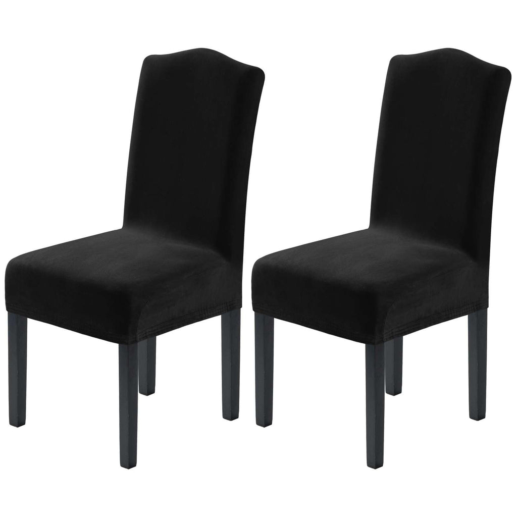 H.VERSAILTEX Dining Chair Covers Stretch for Dining Room Set of 4 Parson Chair Slipcovers Protectors, Soft Thick Solid Velvet Fabric Washable, Taupe