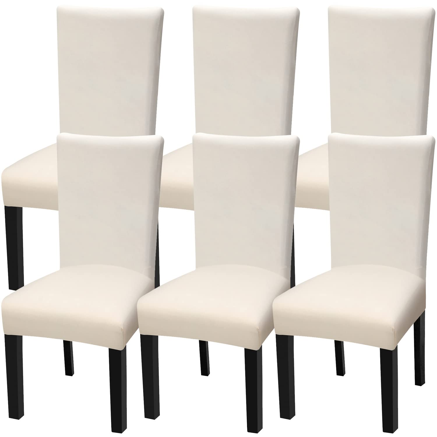 Fuloon Chair Covers for Dining Room 6 Pack, Solid Stretch Dining Chair Covers, Washable Kitchen Slip Covers, Parson Chair Covers Set of 6 (Gray Lotus, 6 Pack)