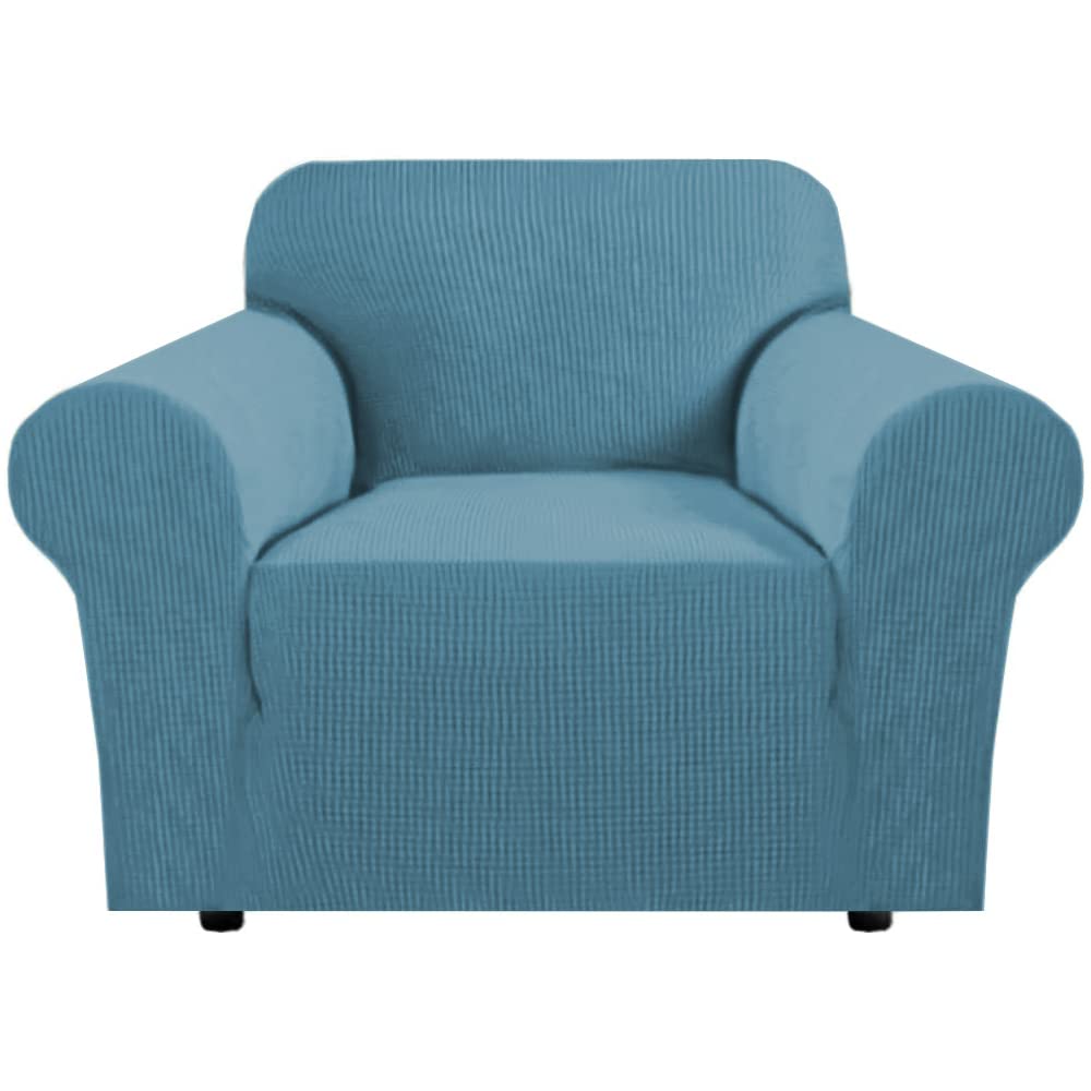 H.VERSAILTEX Stretch Sofa Covers for 3 Cushion Couch Covers Sofa Slipcovers for Living Room Feature Thick Checked Jacquard Fabric with Elastic Bottom, Sofa Large - Sand