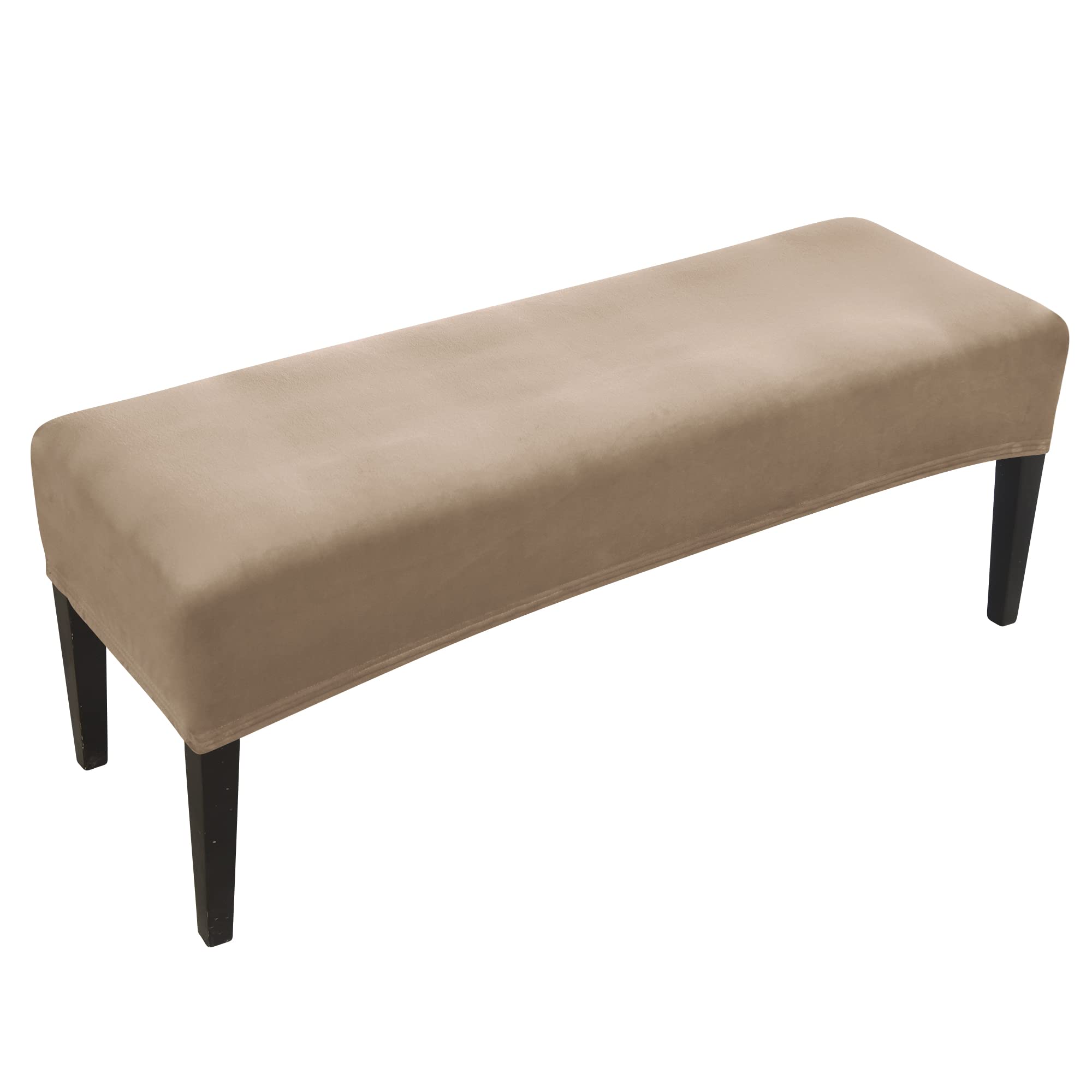 FORCHEER Dining Bench Cover Velvet Black Bench Slipcover for Living Room Rectangle 59inch Bench Seat Protector for Bedroom, Kitchen Washable(Velvet-Black)