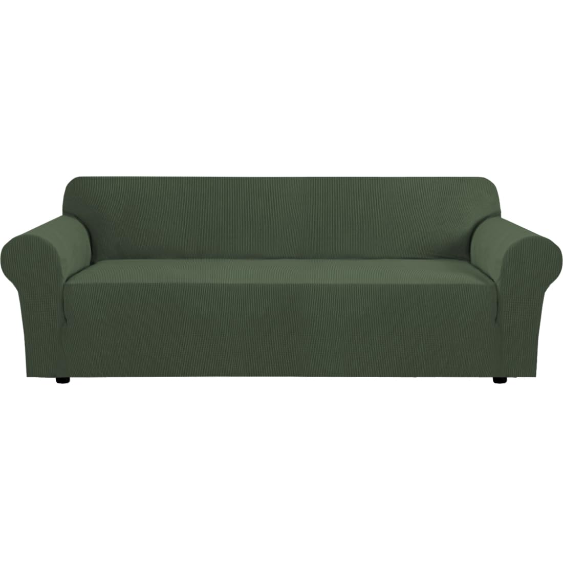 H.VERSAILTEX Stretch Sofa Covers for 3 Cushion Couch Covers Sofa Slipcovers for Living Room Feature Thick Checked Jacquard Fabric with Elastic Bottom, Sofa Large - Sand