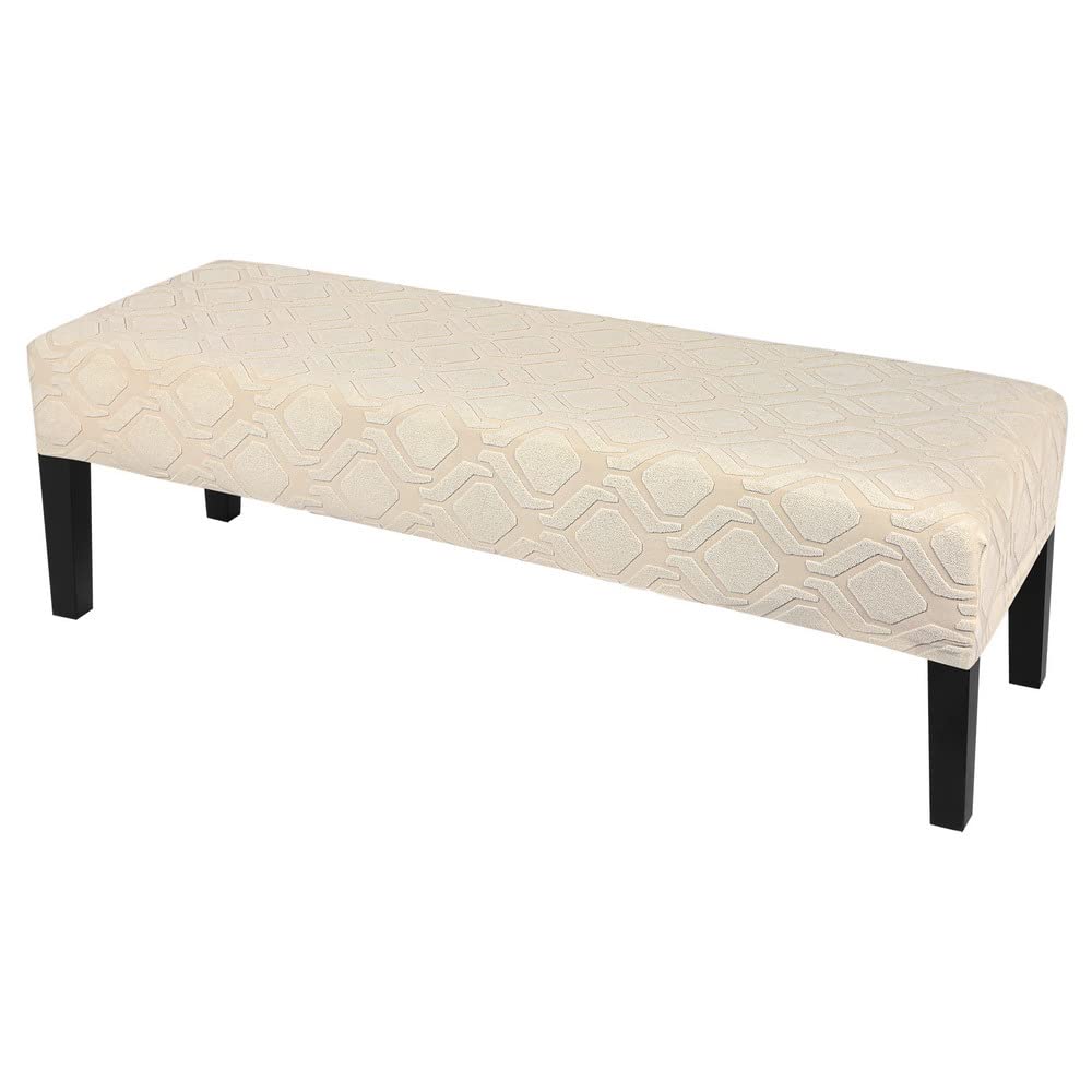 SearchI Dining Bench Cover, Stretch Washable Long Bench Seat Covers, Rectangle Dining Table Bench Slipover for Dining Room, Living Room, Kitchen(Beige)