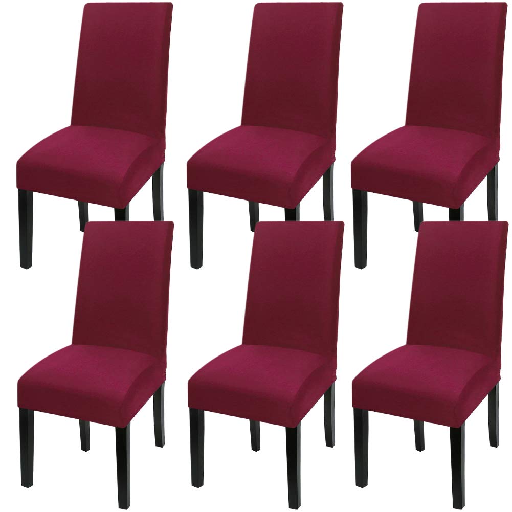Fuloon Chair Covers for Dining Room 6 Pack, Solid Stretch Dining Chair Covers, Washable Kitchen Slip Covers, Parson Chair Covers Set of 6 (Gray Lotus, 6 Pack)
