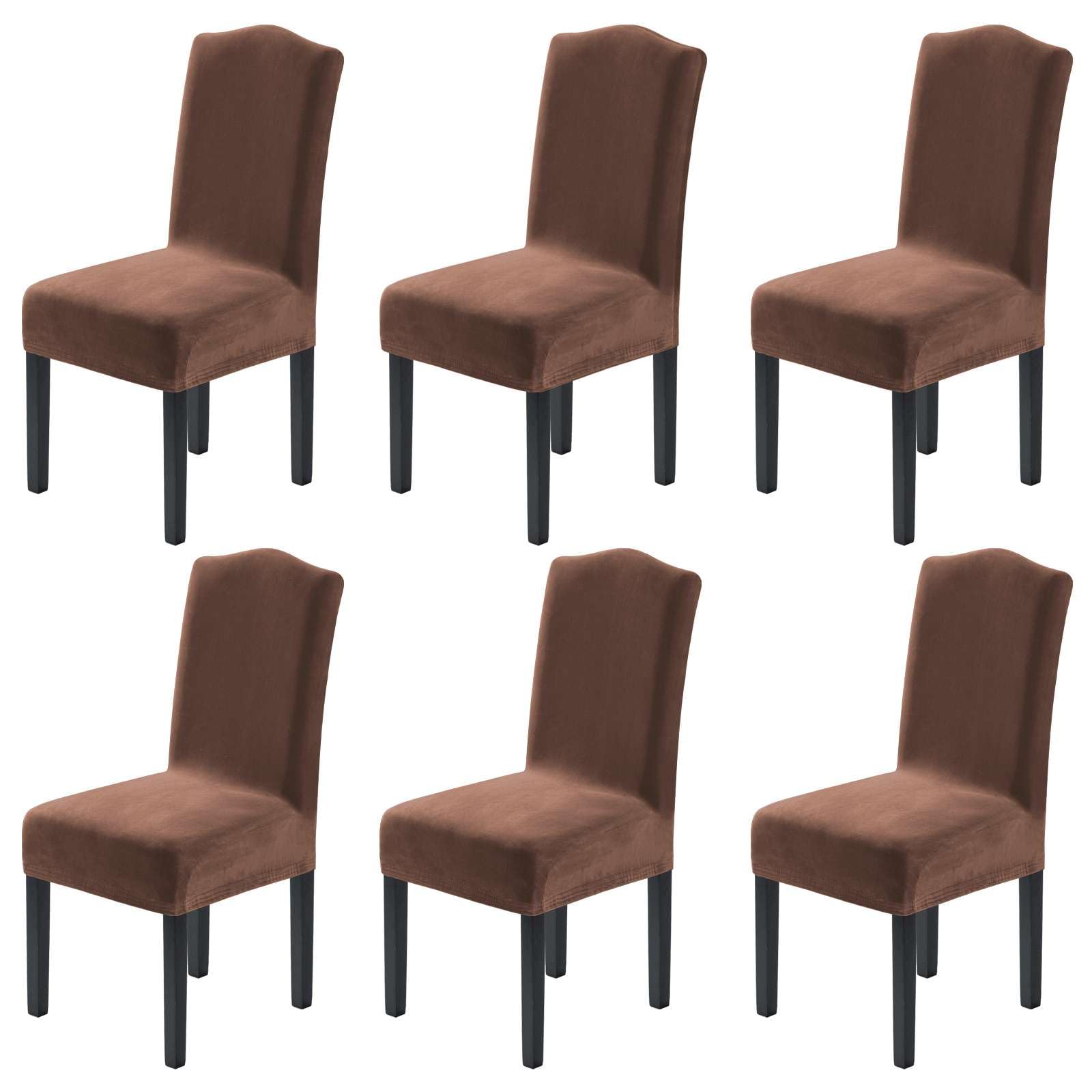 H.VERSAILTEX Dining Chair Covers Stretch for Dining Room Set of 4 Parson Chair Slipcovers Protectors, Soft Thick Solid Velvet Fabric Washable, Taupe
