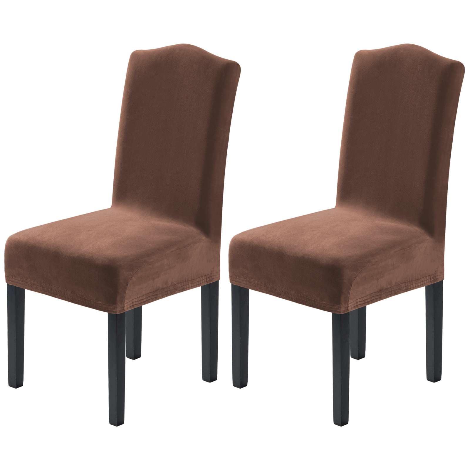 H.VERSAILTEX Dining Chair Covers Stretch for Dining Room Set of 4 Parson Chair Slipcovers Protectors, Soft Thick Solid Velvet Fabric Washable, Taupe