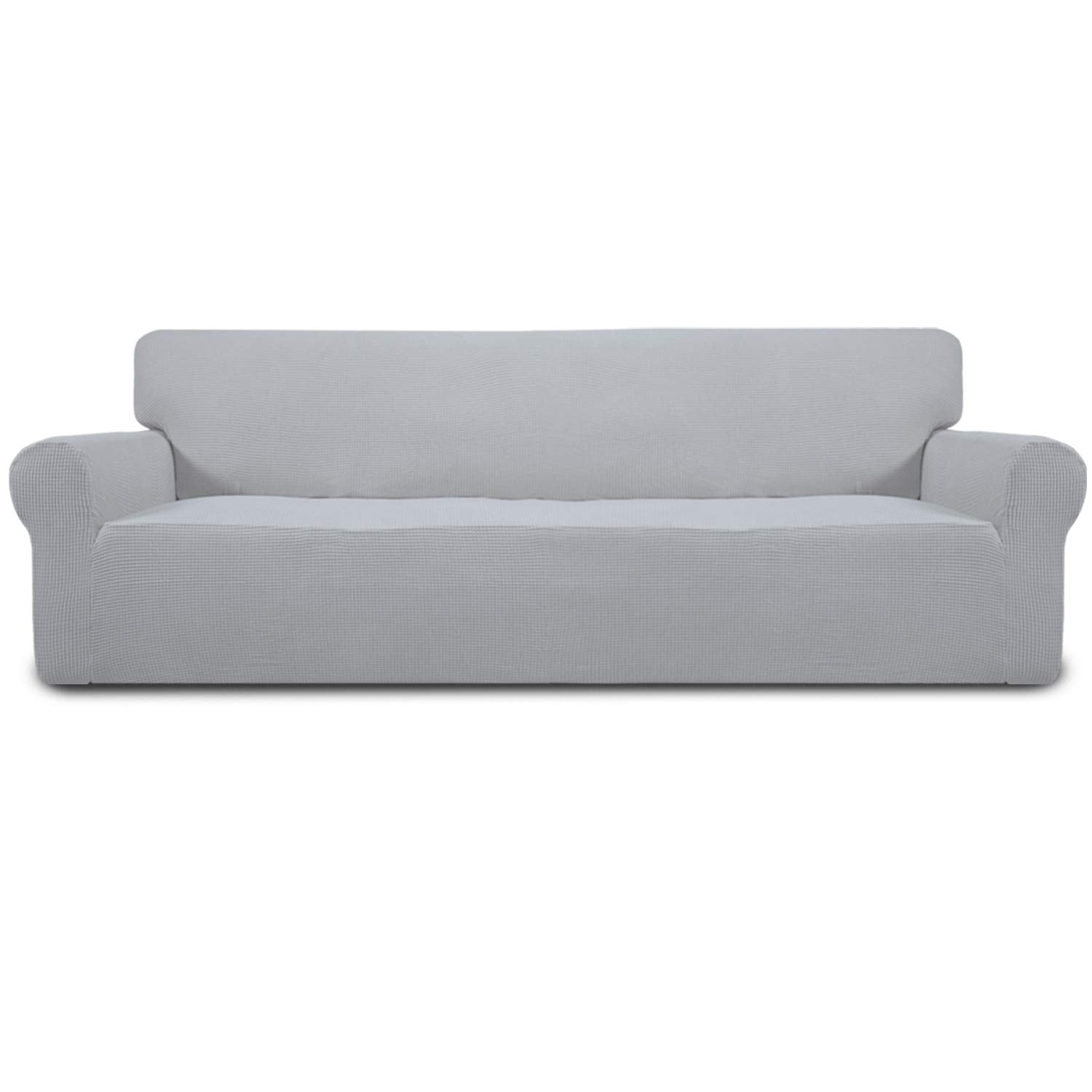 Easy-Going Stretch Sofa Slipcover 1-Piece Sofa Cover Furniture Protector Couch Soft with Elastic Bottom for Kids, Polyester Spandex Jacquard Fabric Small Checks (Sofa, Black)