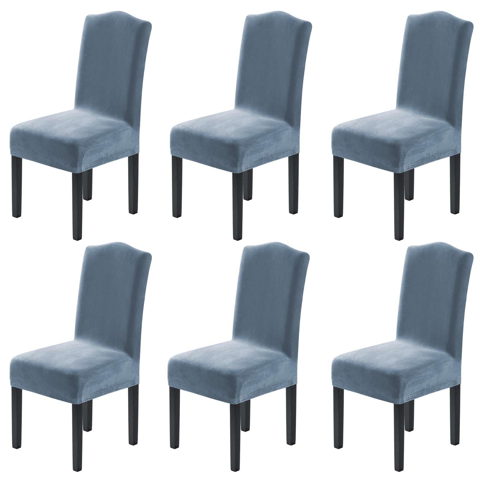 H.VERSAILTEX Dining Chair Covers Stretch for Dining Room Set of 4 Parson Chair Slipcovers Protectors, Soft Thick Solid Velvet Fabric Washable, Taupe