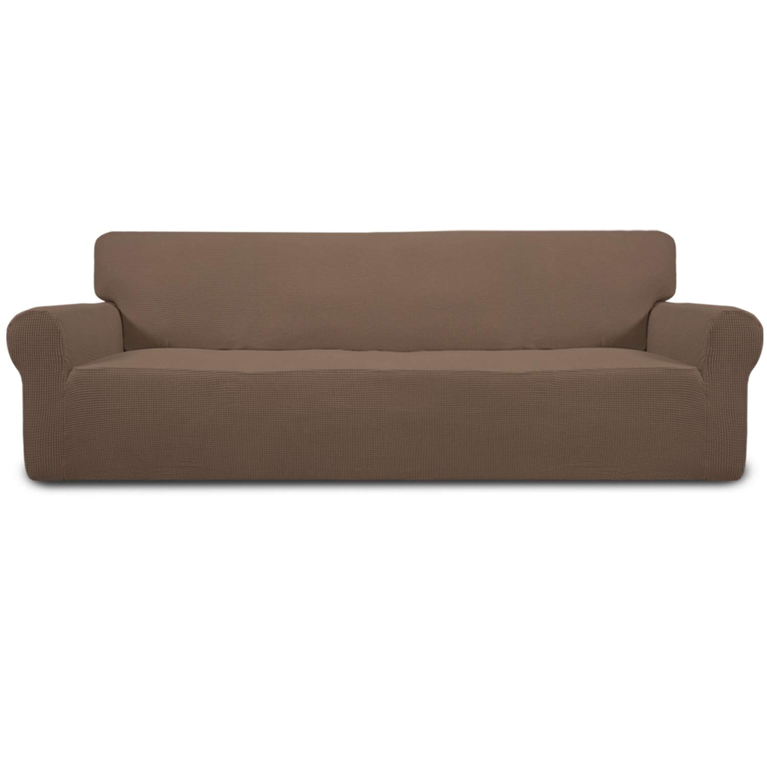 Easy-Going Stretch Sofa Slipcover 1-Piece Sofa Cover Furniture Protector Couch Soft with Elastic Bottom for Kids, Polyester Spandex Jacquard Fabric Small Checks (Sofa, Black)