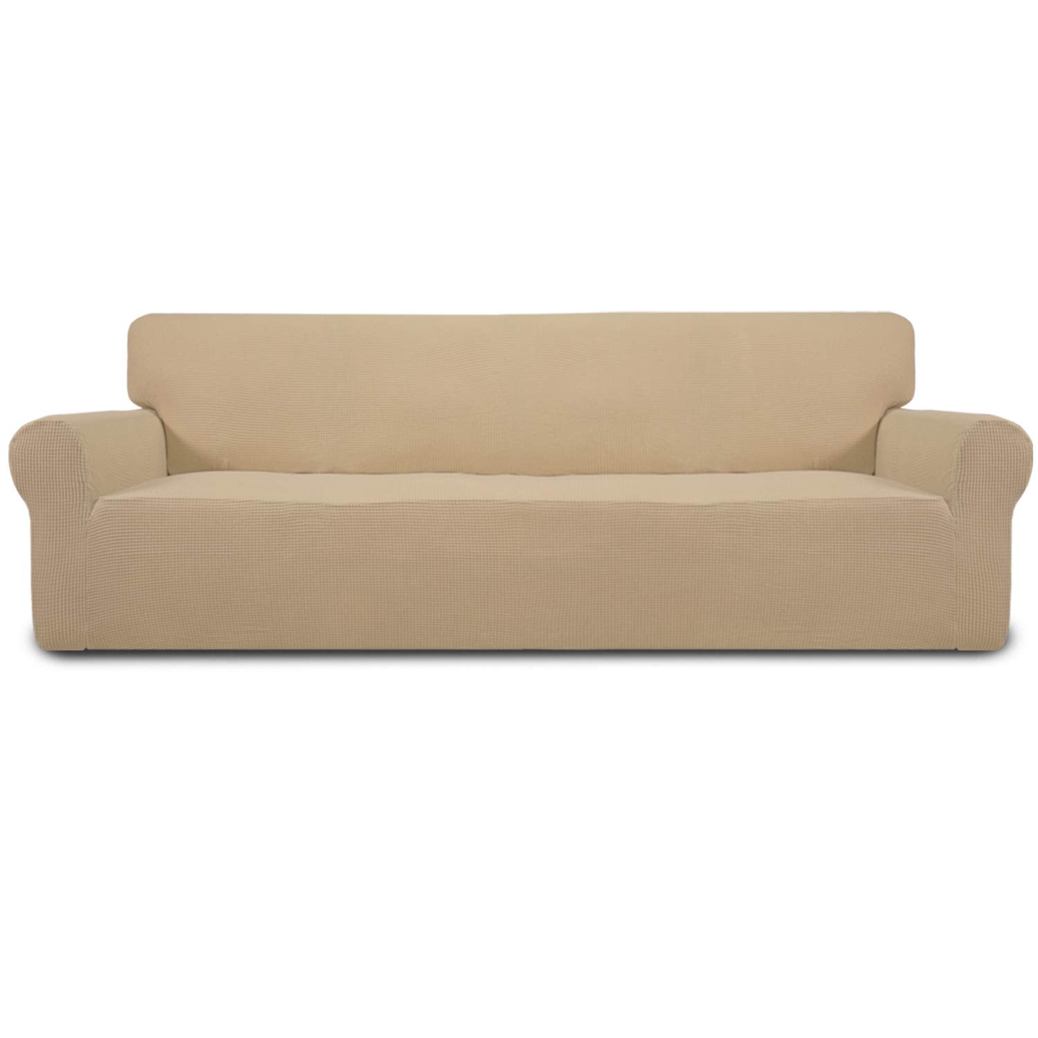 Easy-Going Stretch Sofa Slipcover 1-Piece Sofa Cover Furniture Protector Couch Soft with Elastic Bottom for Kids, Polyester Spandex Jacquard Fabric Small Checks (Sofa, Dark Gray)