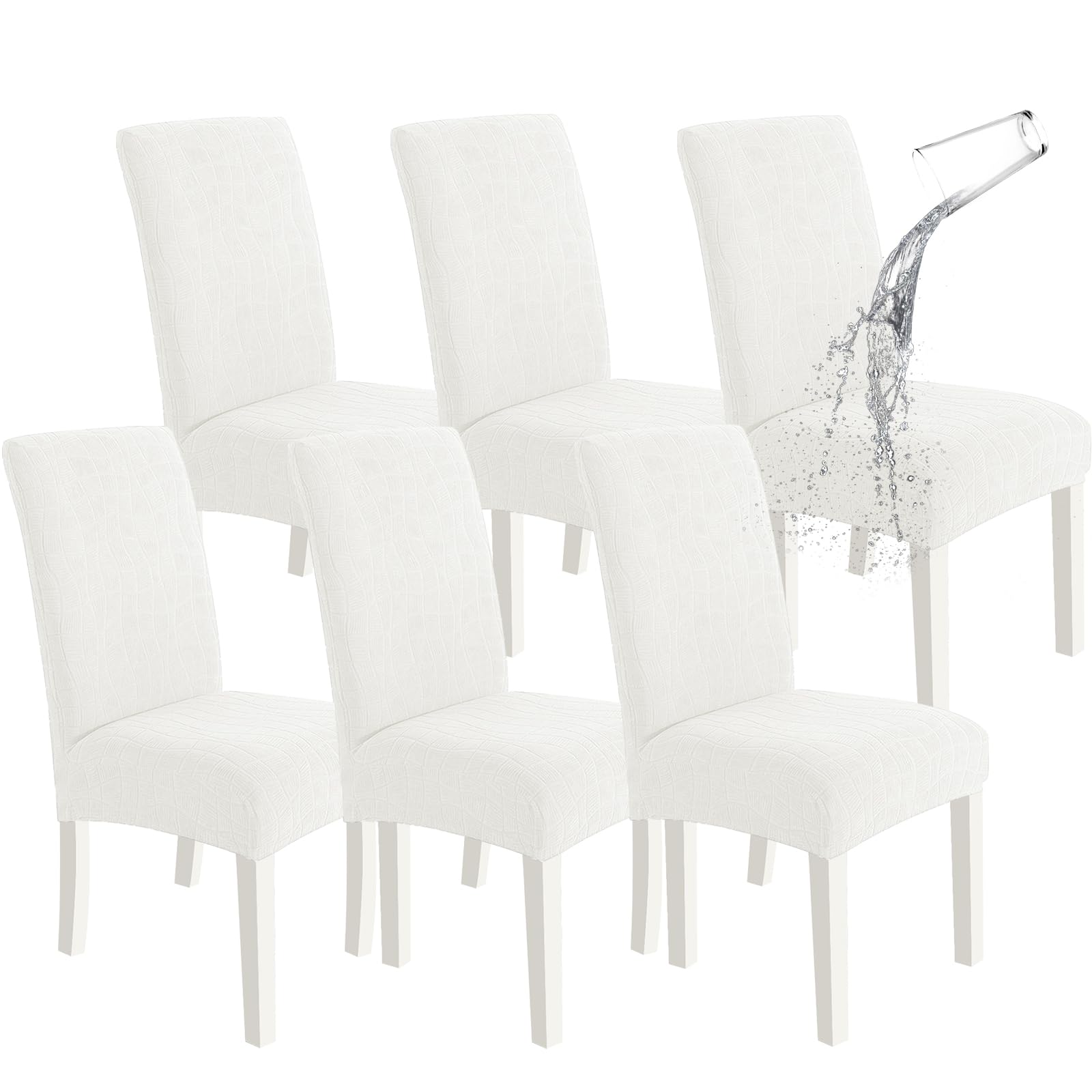 SYSLOON 100% Waterproof Chair Covers for Dining Chairs, Stretch Chair Covers Set of 4, Parson Chair Slipcovers Removable Washable Kitchen Chairs Seat Covers,Light Gray