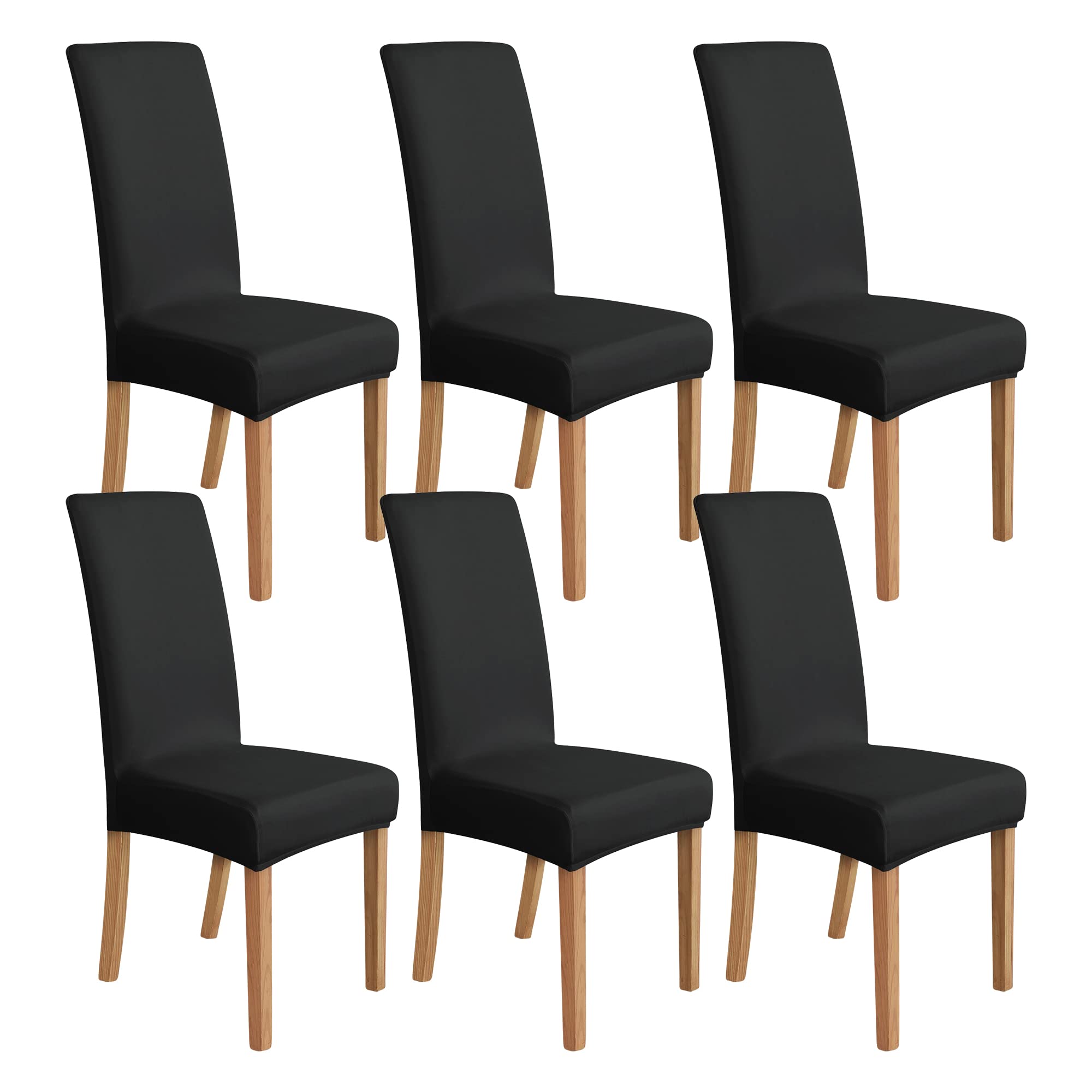 Amazon Basics Dining Chair Covers, Stretch Parson/Dining Chair Slipcover, Removable Washable Chair Protector for Home/Restaurant/Banquet, Light Grey, 6-Pack