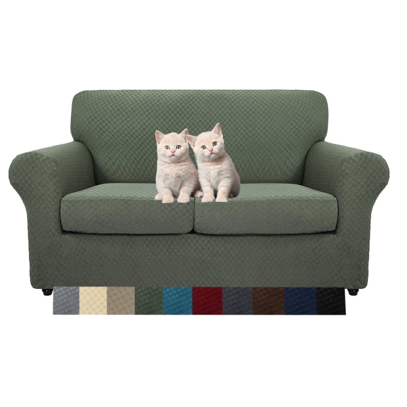 MAXIJIN 4 Piece Couch Covers for 3 Cushion Couch Super Stretch Non Slip Couch Cover for Dogs Pet Friendly Elastic Jacquard Furniture Protector Sofa Slipcovers (Sofa, Light Gray)