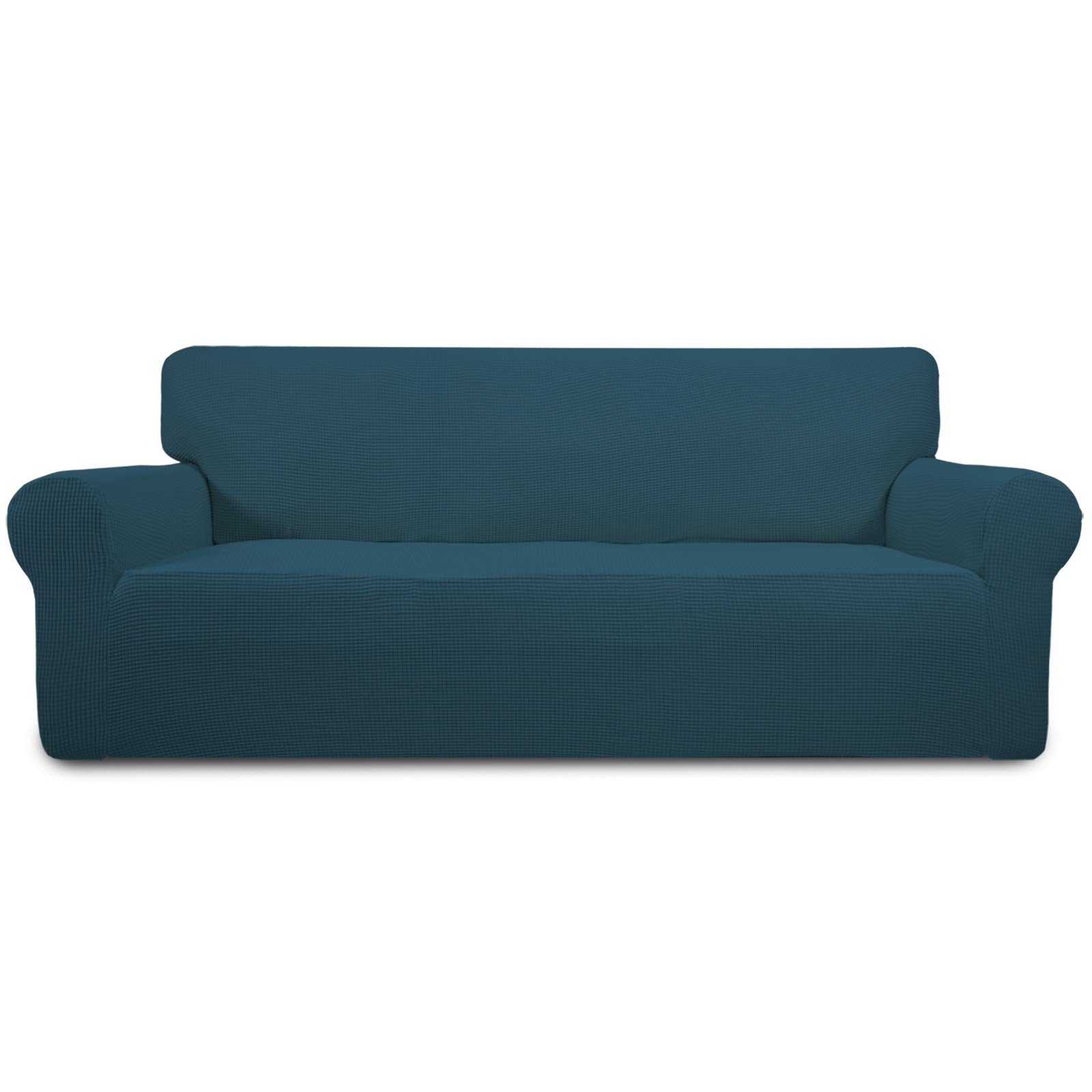 Easy-Going Stretch Sofa Slipcover 1-Piece Sofa Cover Furniture Protector Couch Soft with Elastic Bottom for Kids, Polyester Spandex Jacquard Fabric Small Checks (Sofa, Dark Gray)