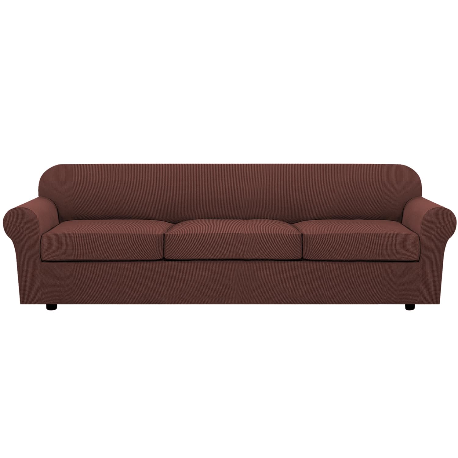H.VERSAILTEX 4 Piece Stretch Couch Covers for 3 Cushion Couch Sofa Furniture Slipcovers Feature Upgraded Thicker Jacquard Fabric (Sofa, Natural)