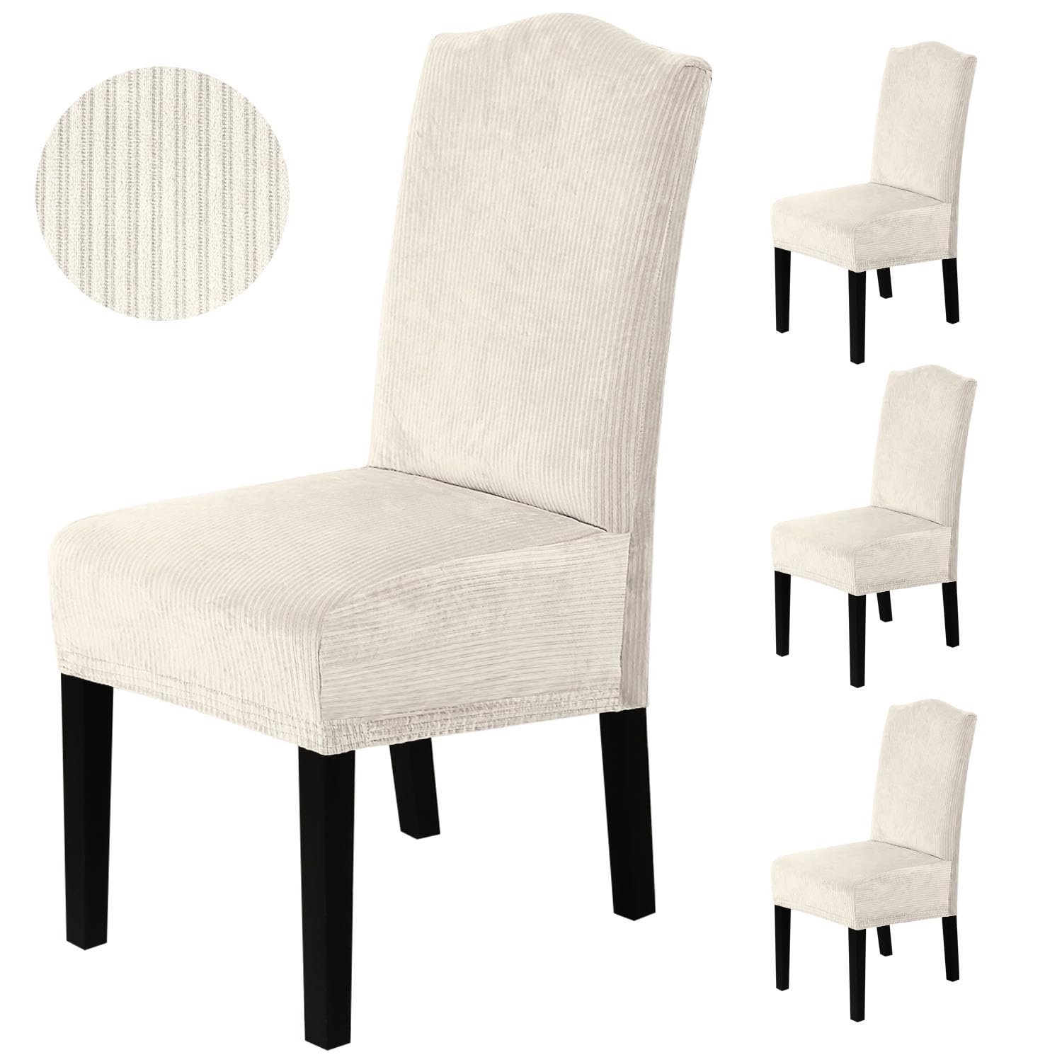 H.VERSAILTEX Dining Chair Covers Stretch for Dining Room Set of 4 Parson Chair Slipcovers Protectors, Soft Thick Solid Velvet Fabric Washable, Taupe