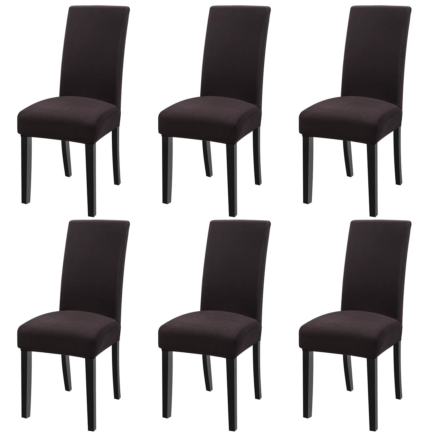 Fuloon Chair Covers for Dining Room 6 Pack, Solid Stretch Dining Chair Covers, Washable Kitchen Slip Covers, Parson Chair Covers Set of 6 (Gray Lotus, 6 Pack)