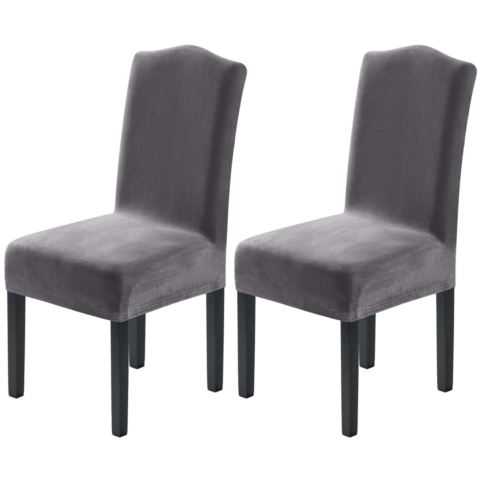 H.VERSAILTEX Dining Chair Covers Stretch for Dining Room Set of 4 Parson Chair Slipcovers Protectors, Soft Thick Solid Velvet Fabric Washable, Taupe