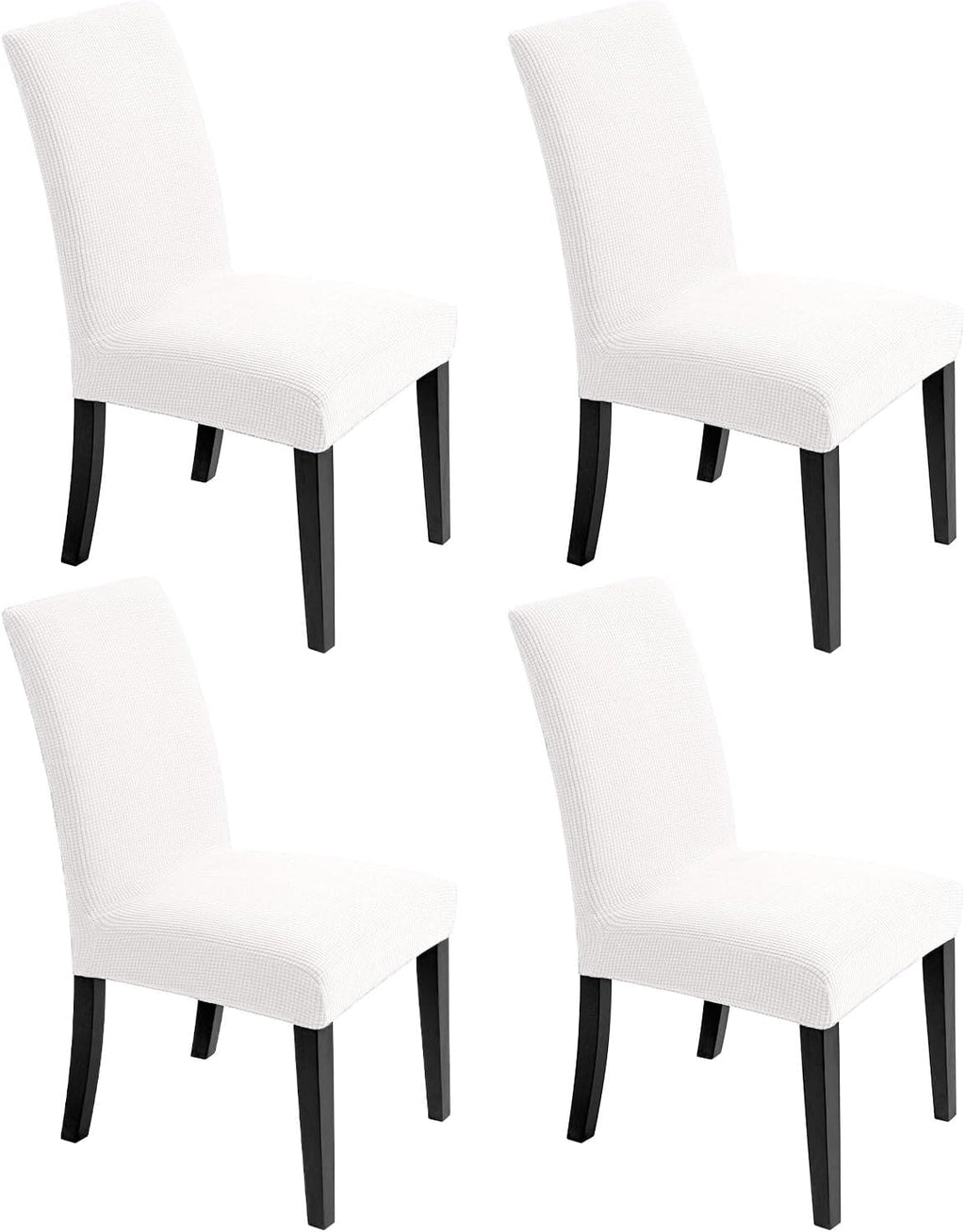 Chair Covers for Dining Room - Stretch Chair Slipcovers for Decorative Seat Protector Armless Removable Washable Elastic Dinner Universal Spandex Solid Chair Slip Covers Set (Cream,4)