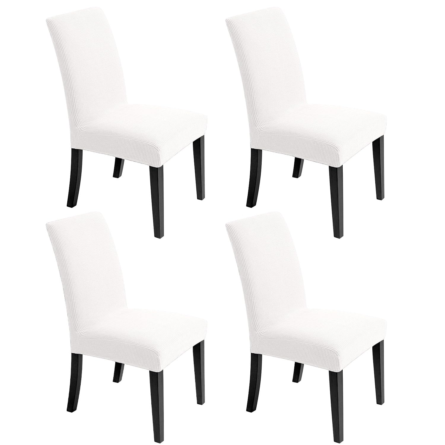 Chair Covers for Dining Room - Stretch Chair Slipcovers for Decorative Seat Protector Armless Removable Washable Elastic Dinner Universal Spandex Solid Chair Slip Covers Set (Cream,4)