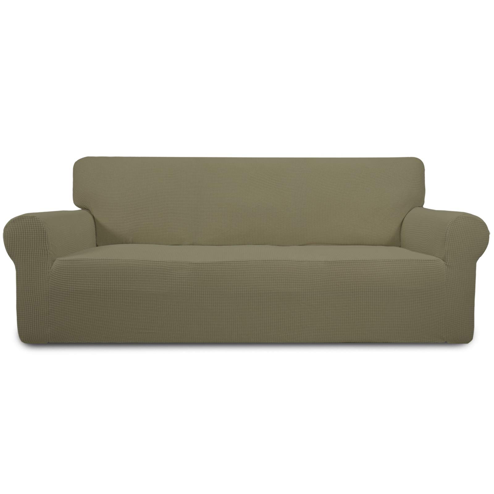Easy-Going Stretch Sofa Slipcover 1-Piece Sofa Cover Furniture Protector Couch Soft with Elastic Bottom for Kids, Polyester Spandex Jacquard Fabric Small Checks (Sofa, Dark Gray)