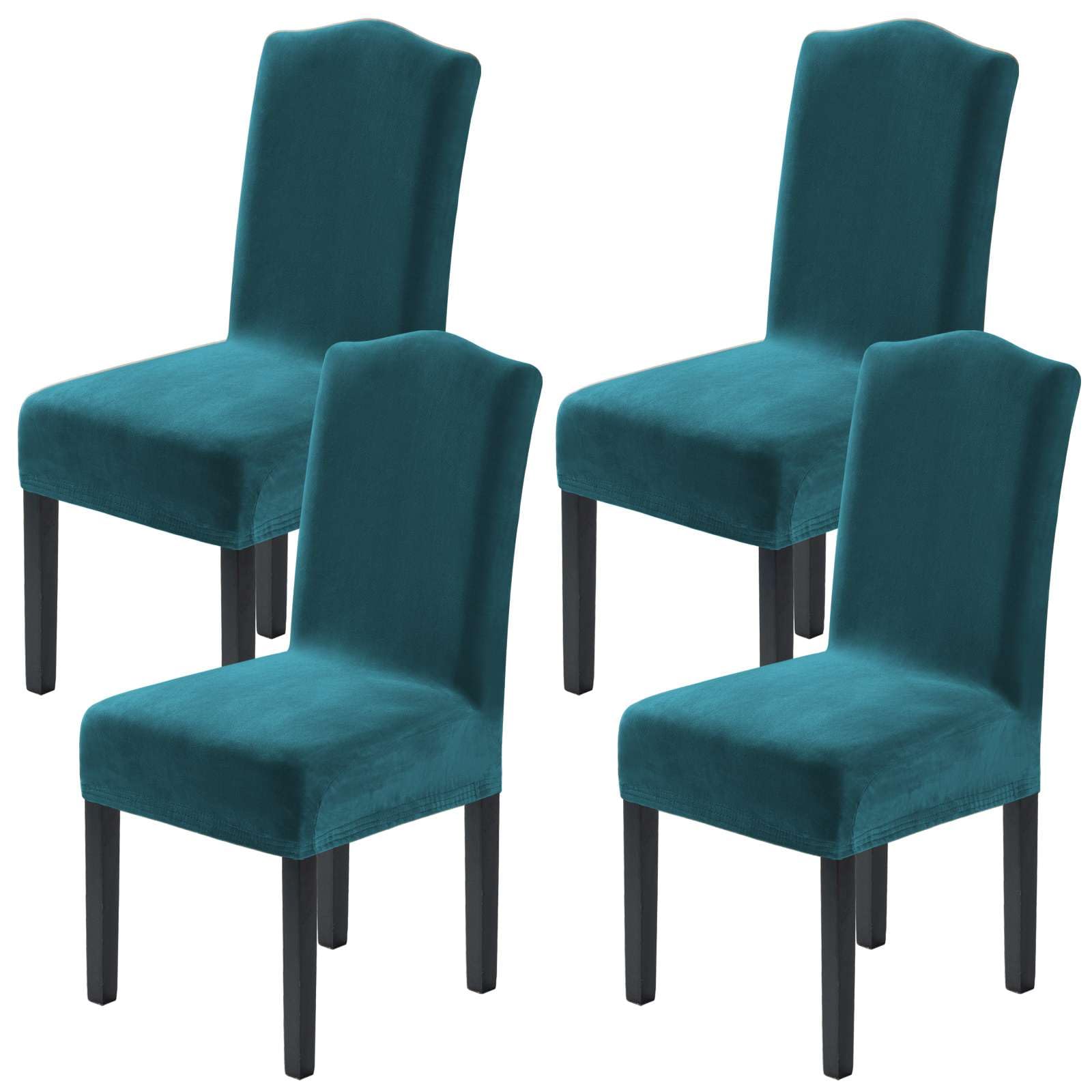 H.VERSAILTEX Dining Chair Covers Stretch for Dining Room Set of 4 Parson Chair Slipcovers Protectors, Soft Thick Solid Velvet Fabric Washable, Taupe