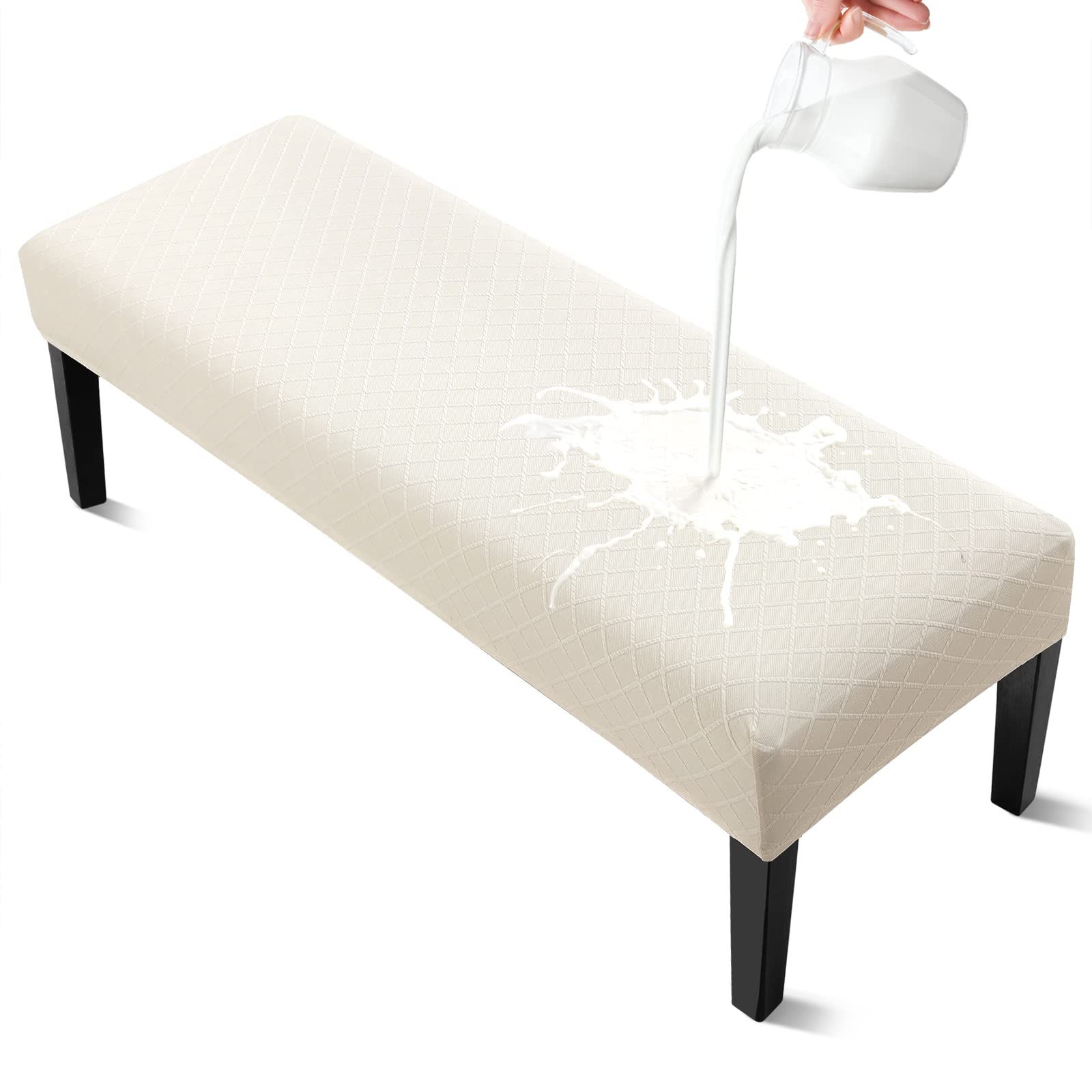 YISUN Dining Room Bench Covers, PU Leather Waterproof Upholstered Bench Slipcover, Removable Washable Bench Seat Protectors for Living Room, Bedroom, Kitchen(PU Coffee)