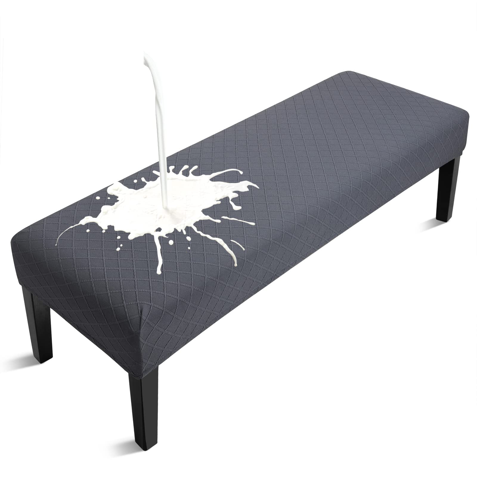 Fuloon Waterproof Dining Bench Cover, Removable Bench Slipcover Washable Bench Seat Protector Cover for Living Room, Bedroom, Kitchen (Beige)