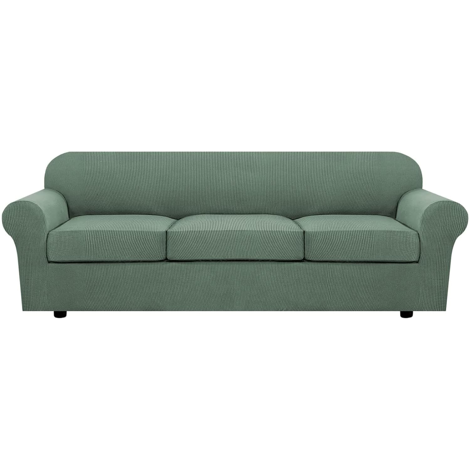 H.VERSAILTEX 4 Piece Stretch Sofa Covers for 3 Cushion Couch Covers for Living Room Furniture Slipcovers (Base Cover Plus 3 Seat Cushion Covers) Upgraded Thicker Jacquard Fabric (Sofa, Navy)