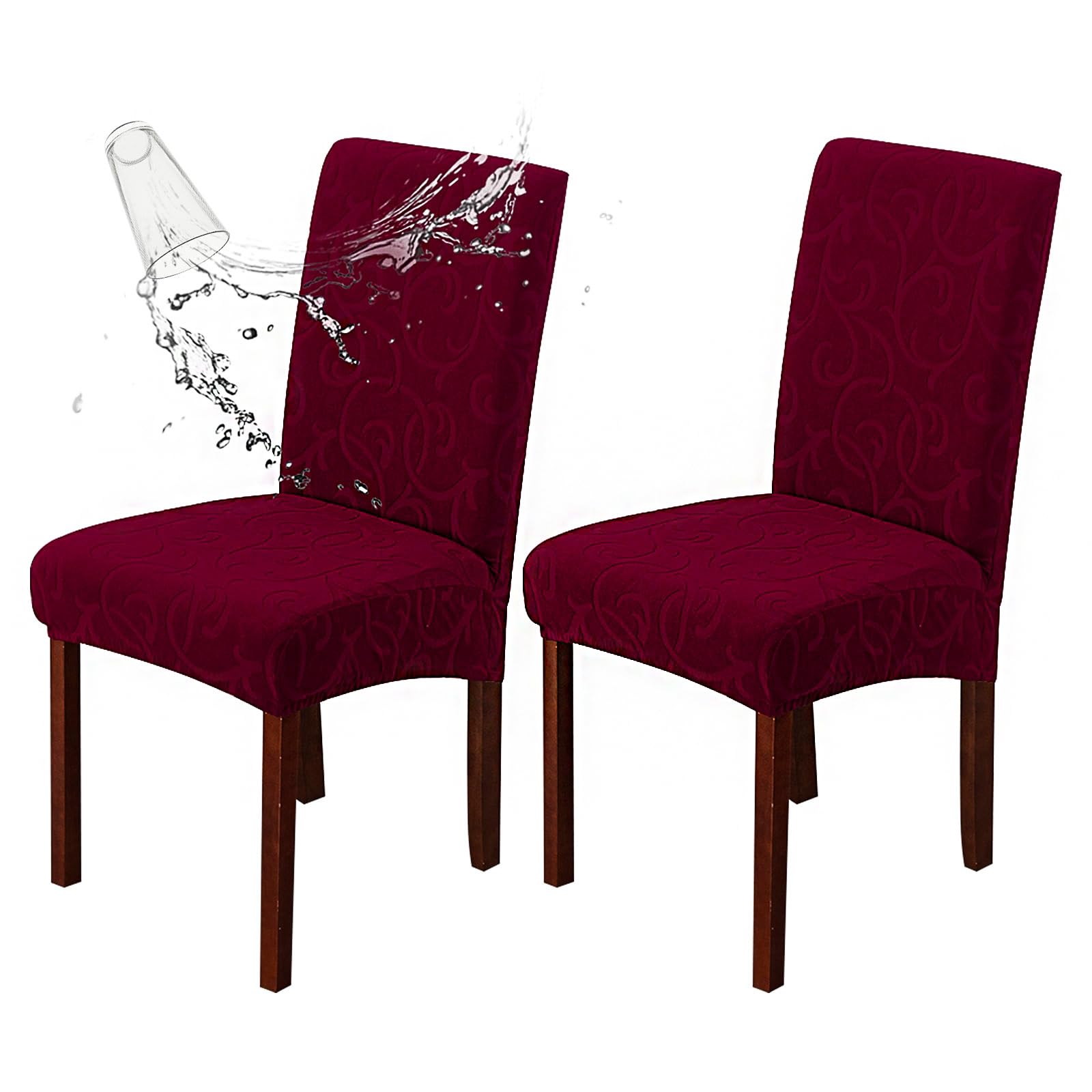 Genina Waterproof Dining Room Chair Covers Stretch Parsons Chair Slipcovers for Dining Room Kitchen Chair Protector Cover, Removable, Washable (4, Flower Pattern-Dark Gray)