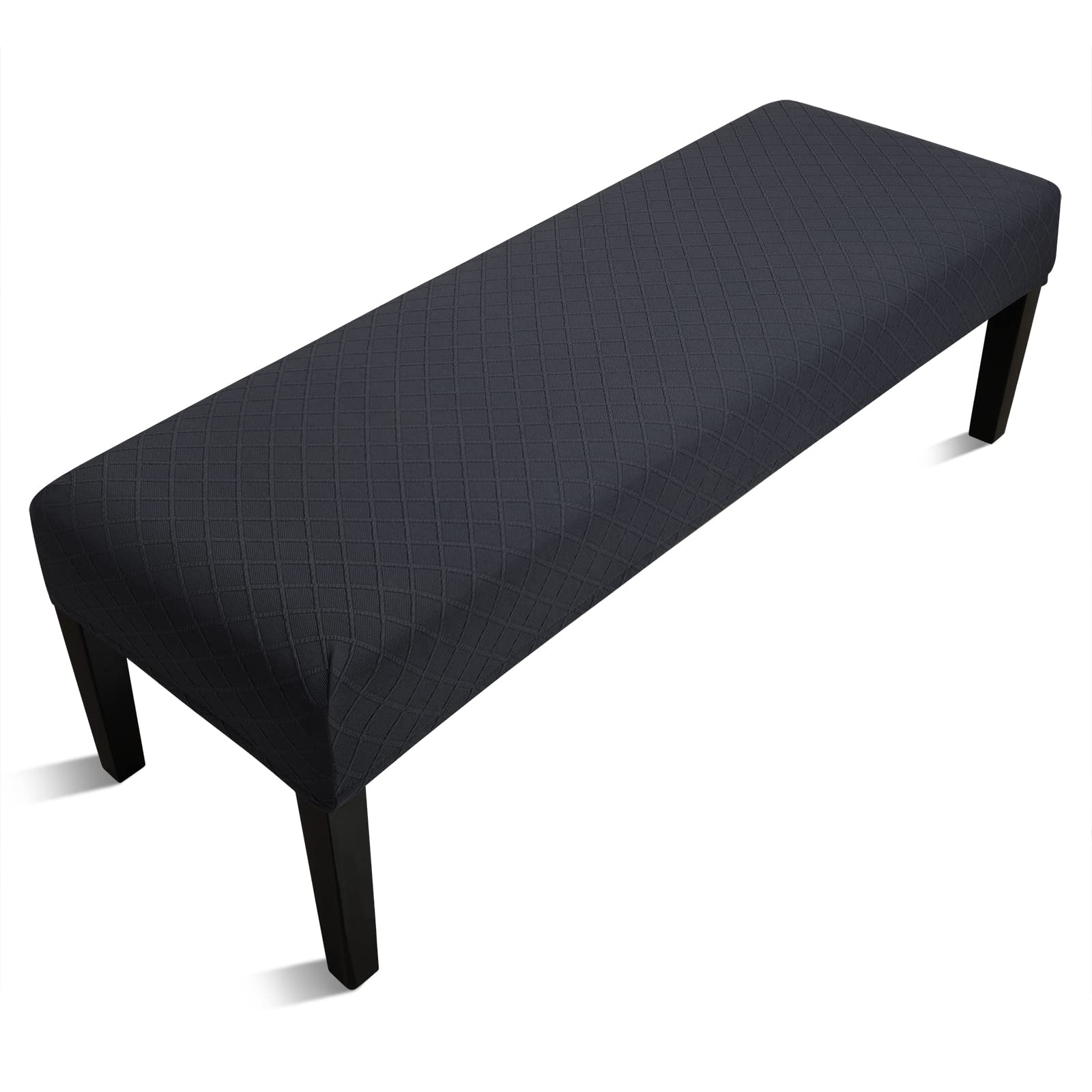 Fuloon Stretch Jacquard Dining Bench Cover - Anti-Dust Removable Bench Slipcover Washable Seat Cushion Protector for Bedroom, Kitchen, Hotel, Banquet (Beige)