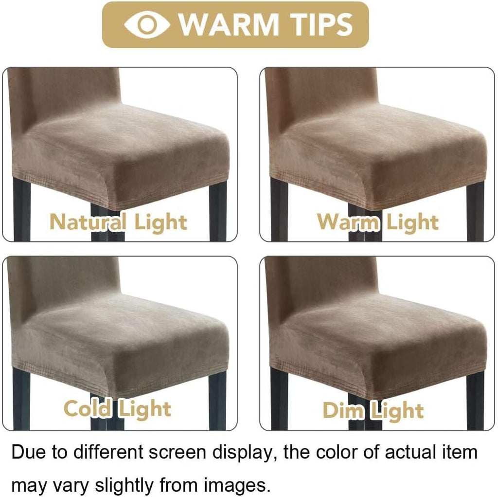H.VERSAILTEX Dining Chair Covers Stretch for Dining Room Set of 4 Parson Chair Slipcovers Protectors, Soft Thick Solid Velvet Fabric Washable, Taupe