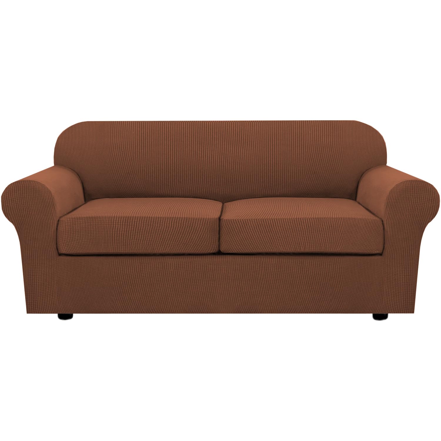 H.VERSAILTEX 4 Piece Stretch Couch Covers for 3 Cushion Couch Sofa Furniture Slipcovers Feature Upgraded Thicker Jacquard Fabric (Sofa, Natural)