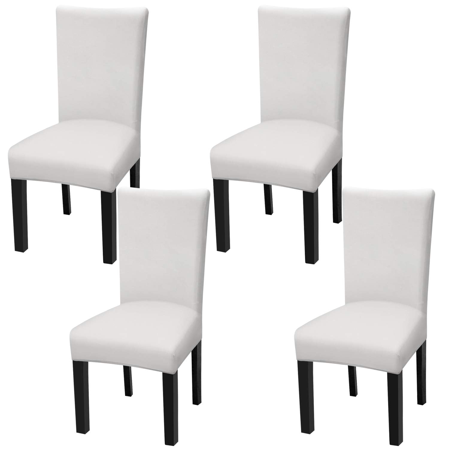 Fuloon Chair Covers for Dining Room 6 Pack, Solid Stretch Dining Chair Covers, Washable Kitchen Slip Covers, Parson Chair Covers Set of 6 (Gray Lotus, 6 Pack)