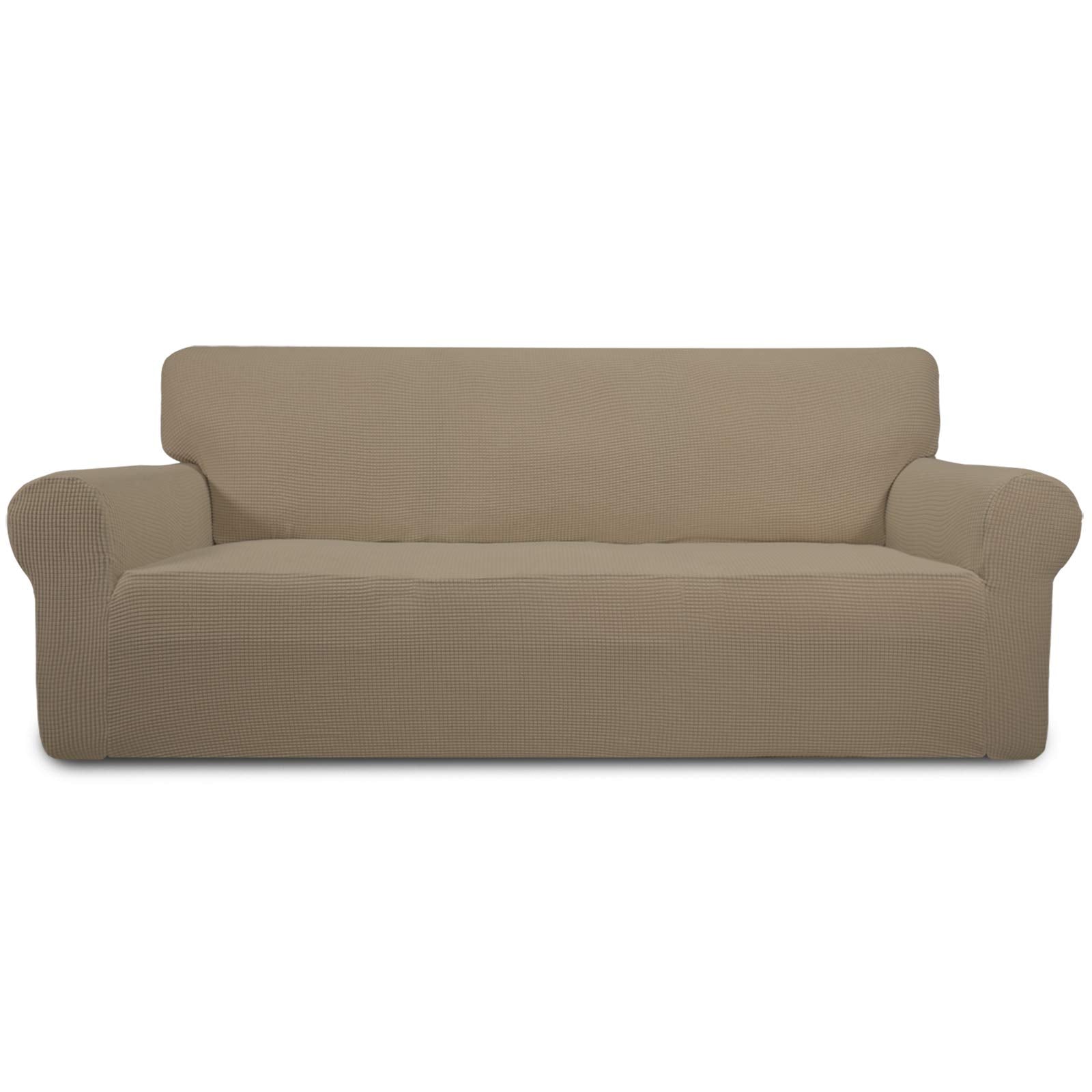 Easy-Going Stretch Sofa Slipcover 1-Piece Sofa Cover Furniture Protector Couch Soft with Elastic Bottom for Kids, Polyester Spandex Jacquard Fabric Small Checks (Sofa, Dark Gray)