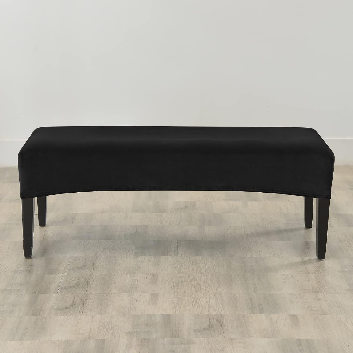 FORCHEER Dining Bench Cover Velvet Black Bench Slipcover for Living Room Rectangle 59inch Bench Seat Protector for Bedroom, Kitchen Washable(Velvet-Black)