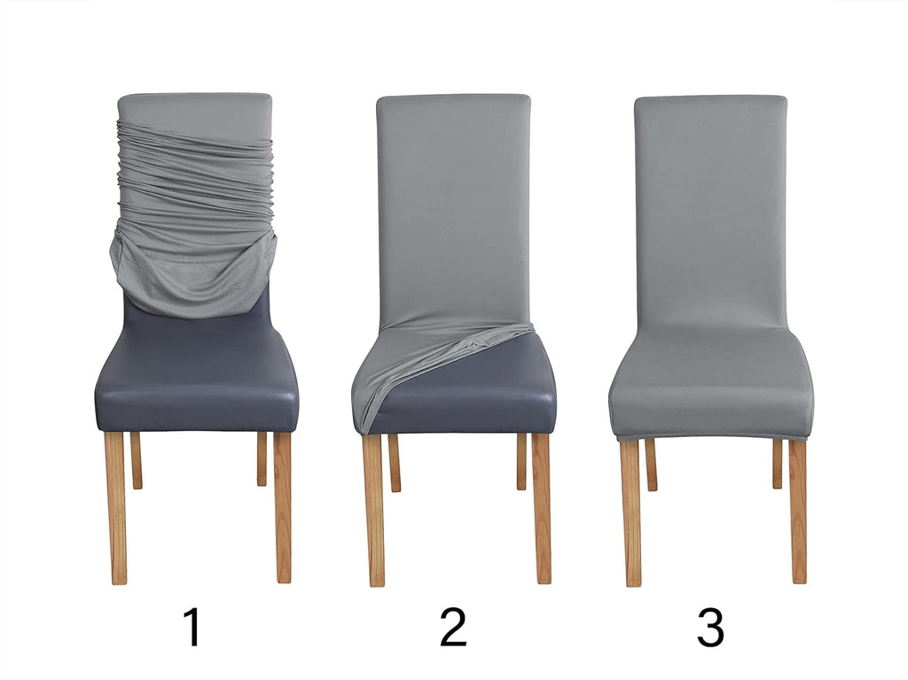 Amazon Basics Dining Chair Covers, Stretch Parson/Dining Chair Slipcover, Removable Washable Chair Protector for Home/Restaurant/Banquet, Light Grey, 6-Pack