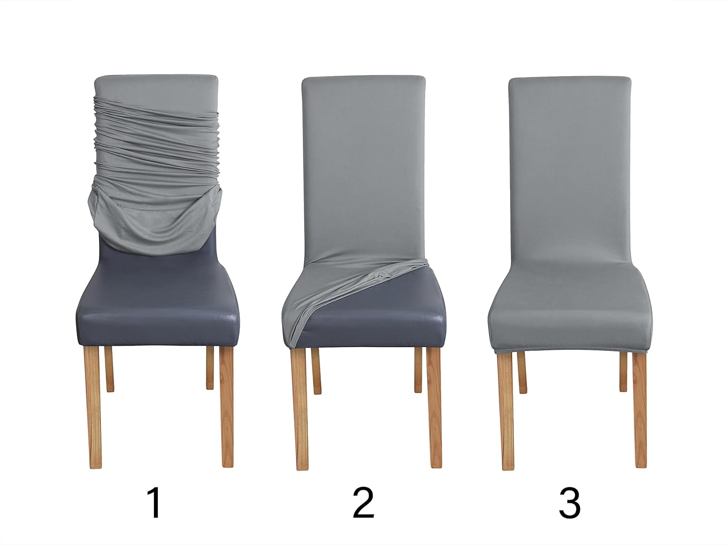 Amazon Basics Dining Chair Covers, Stretch Parson/Dining Chair Slipcover, Removable Washable Chair Protector for Home/Restaurant/Banquet, Light Grey, 6-Pack