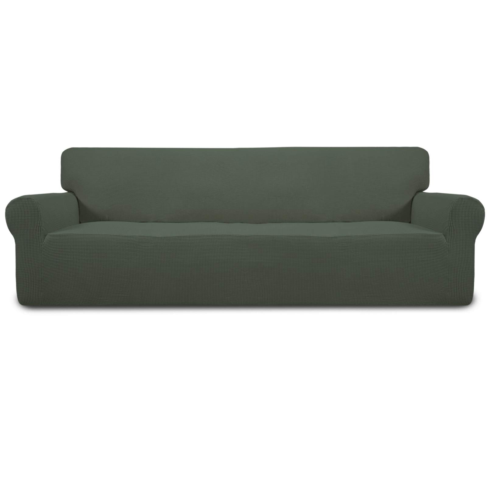 Easy-Going Stretch Sofa Slipcover 1-Piece Sofa Cover Furniture Protector Couch Soft with Elastic Bottom for Kids, Polyester Spandex Jacquard Fabric Small Checks (Sofa, Black)