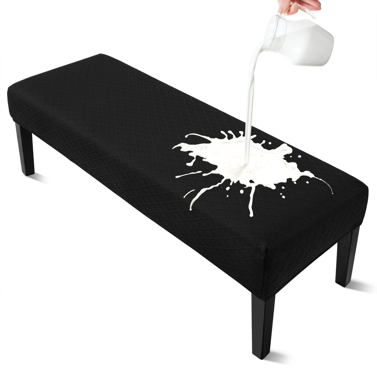 YISUN Dining Room Bench Covers, PU Leather Waterproof Upholstered Bench Slipcover, Removable Washable Bench Seat Protectors for Living Room, Bedroom, Kitchen(PU Coffee)
