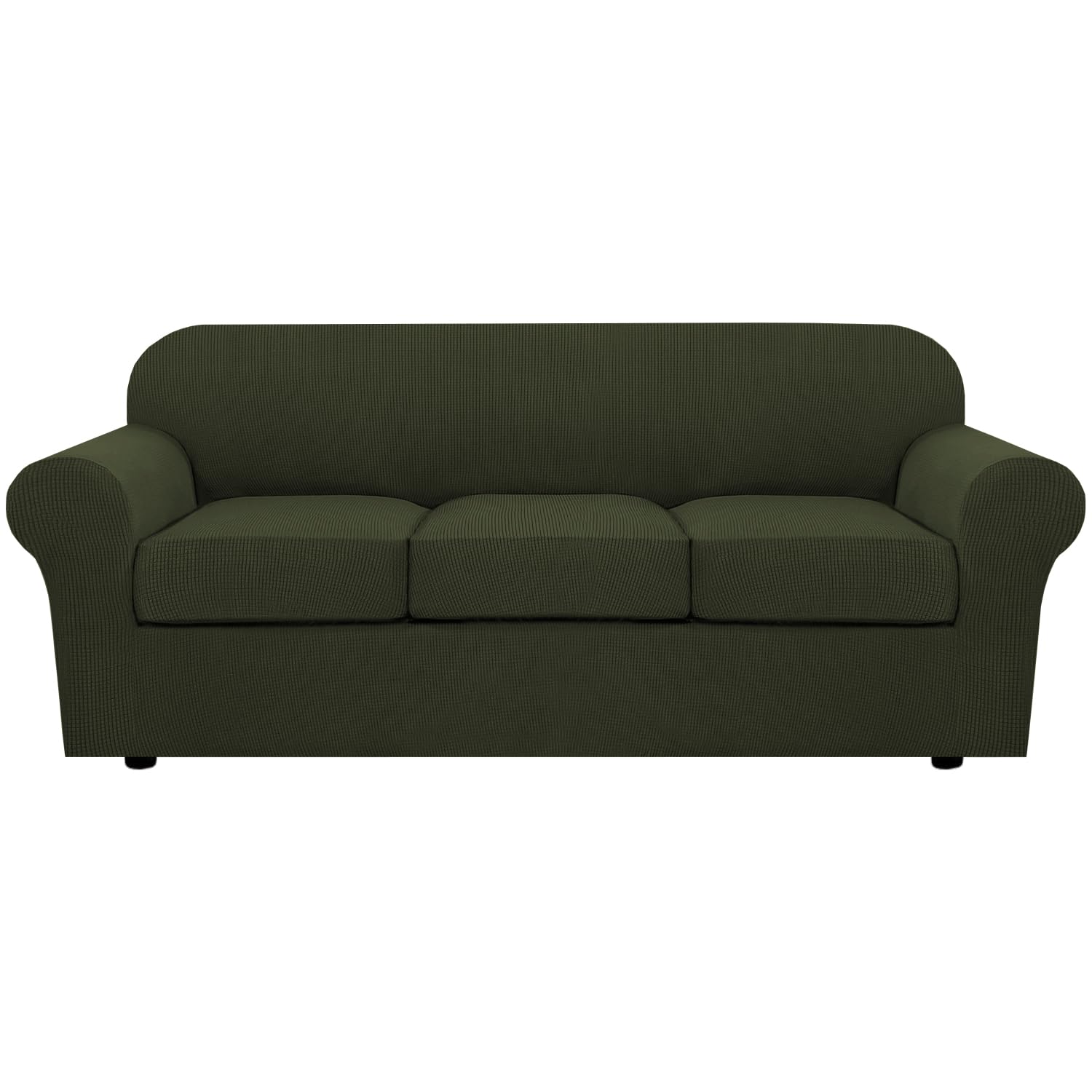 H.VERSAILTEX 4 Piece Stretch Couch Covers for 3 Cushion Couch Sofa Furniture Slipcovers Feature Upgraded Thicker Jacquard Fabric (Sofa, Natural)