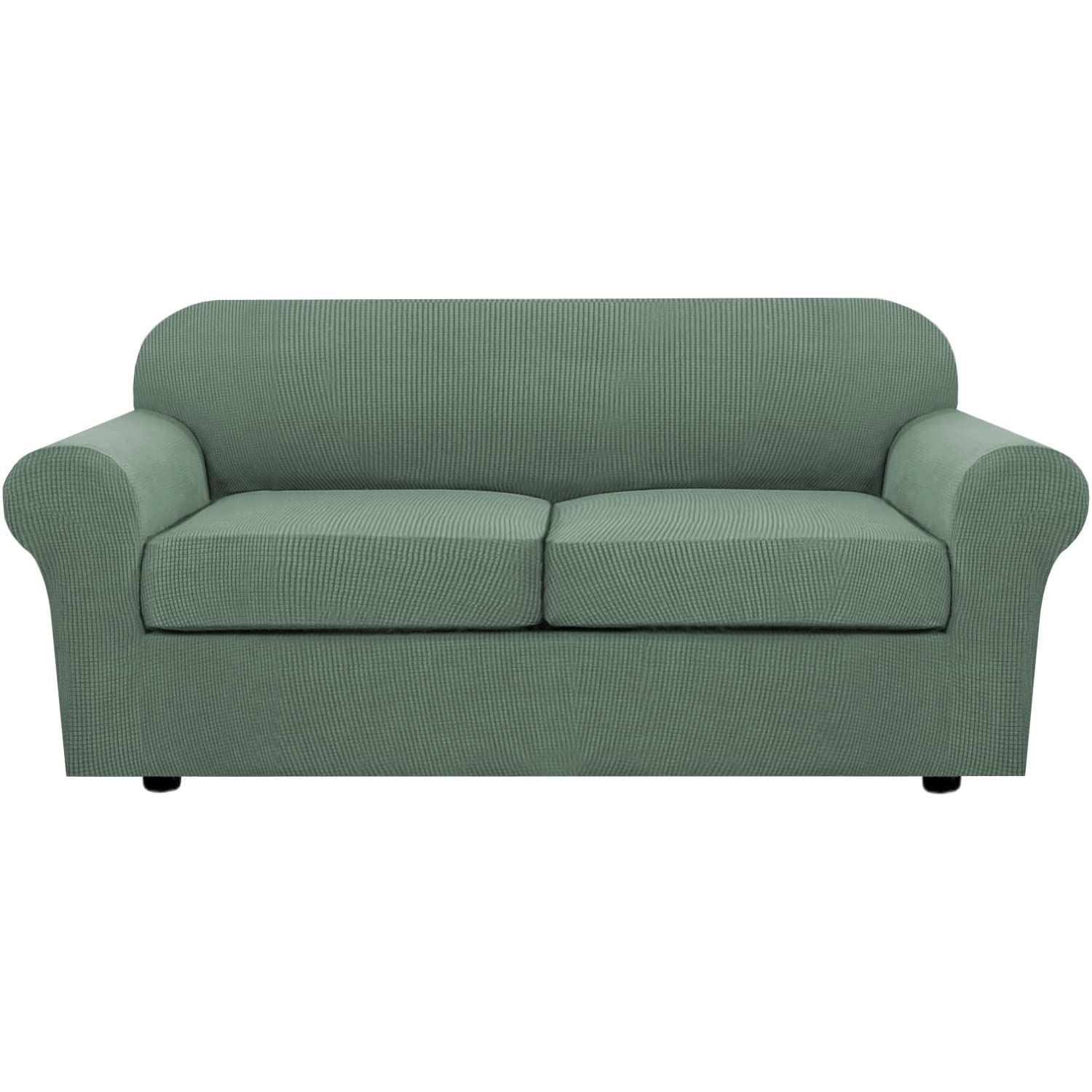 H.VERSAILTEX 4 Piece Stretch Couch Covers for 3 Cushion Couch Sofa Furniture Slipcovers Feature Upgraded Thicker Jacquard Fabric (Sofa, Natural)