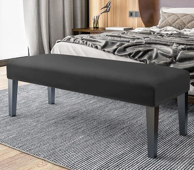 FORCHEER Dining Bench Cover Velvet Black Bench Slipcover for Living Room Rectangle 59inch Bench Seat Protector for Bedroom, Kitchen Washable(Velvet-Black)