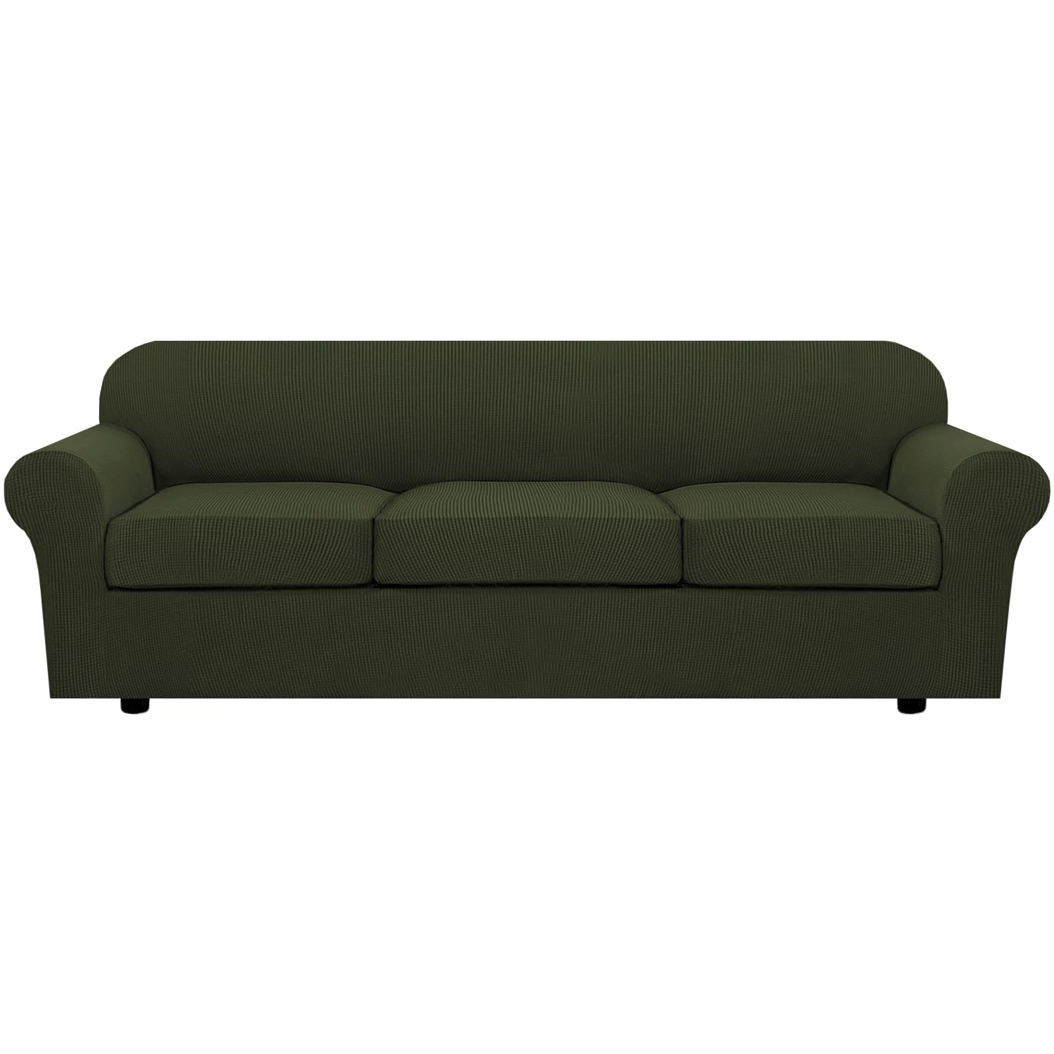 H.VERSAILTEX 4 Piece Stretch Couch Covers for 3 Cushion Couch Sofa Furniture Slipcovers Feature Upgraded Thicker Jacquard Fabric (Sofa, Natural)