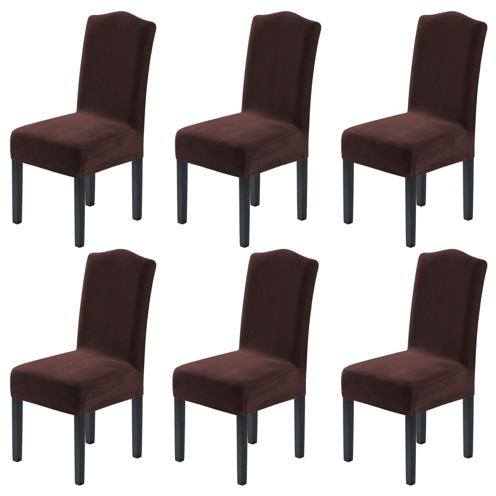 H.VERSAILTEX Dining Chair Covers Stretch for Dining Room Set of 4 Parson Chair Slipcovers Protectors, Soft Thick Solid Velvet Fabric Washable, Taupe