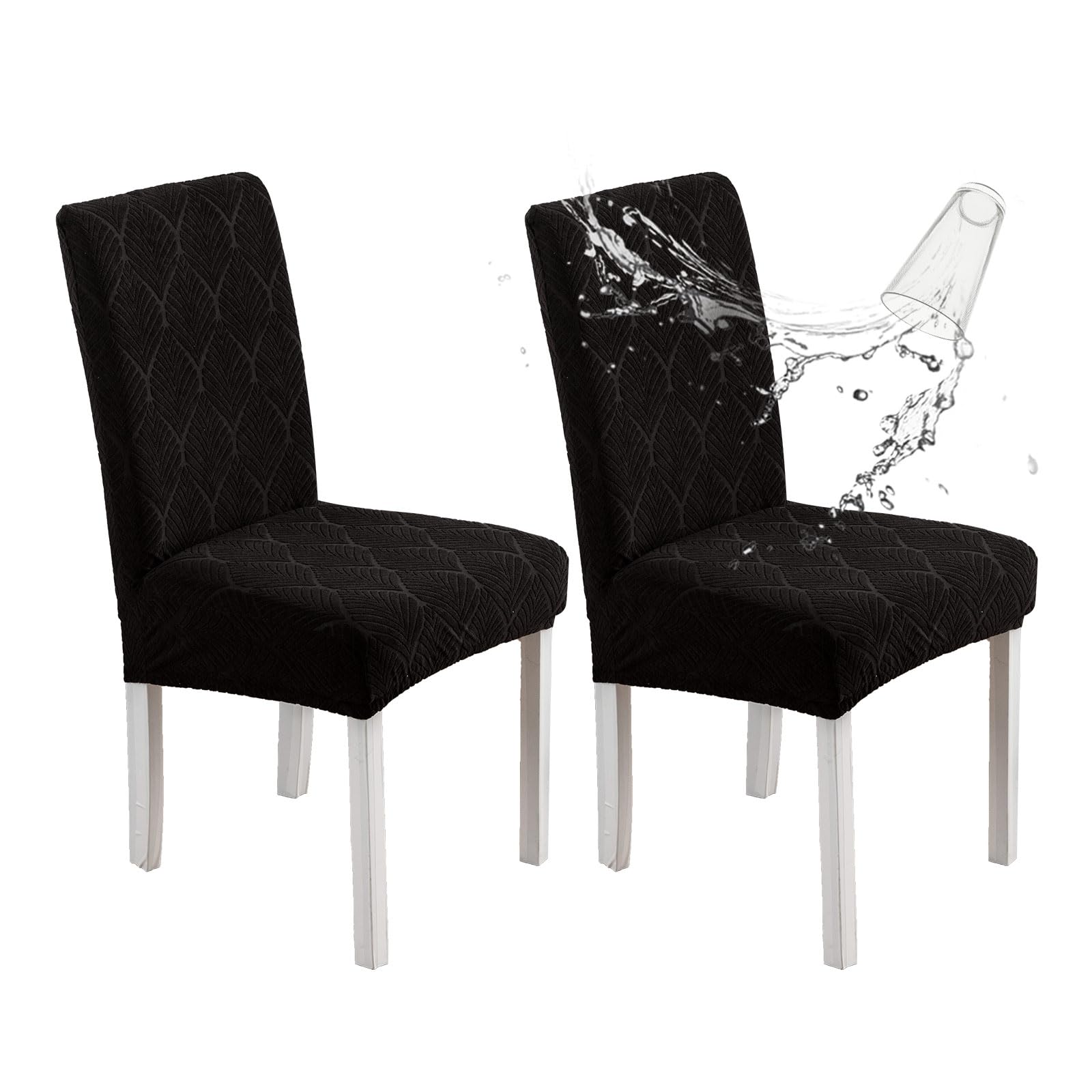 Chair Covers for Dining Chairs,100% Waterproof Dining Chair Covers Set of 4,Removable Stretch Parsons Slip,Washable Seat Protector for Kitchen Beige