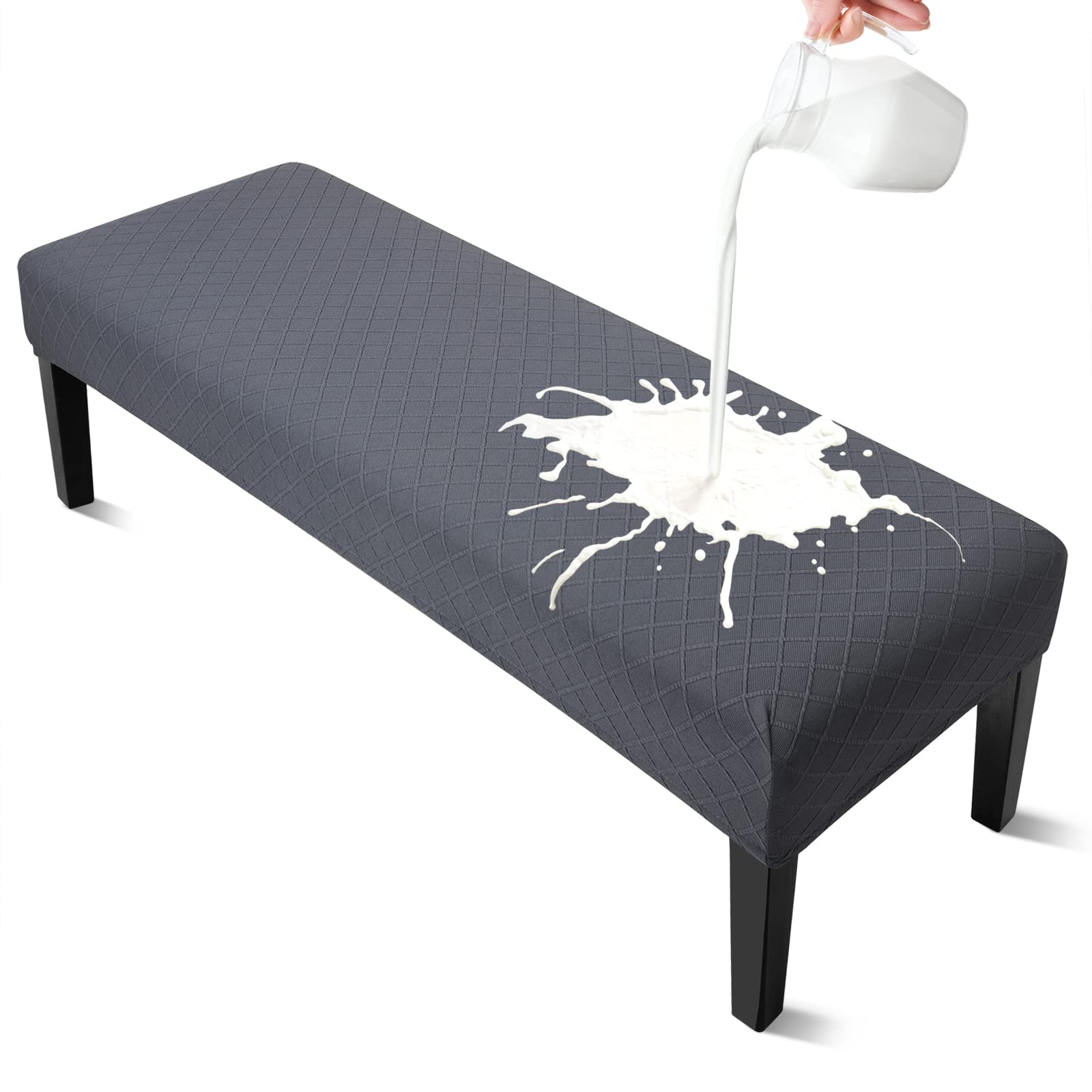 YISUN Dining Room Bench Covers, PU Leather Waterproof Upholstered Bench Slipcover, Removable Washable Bench Seat Protectors for Living Room, Bedroom, Kitchen(PU Coffee)