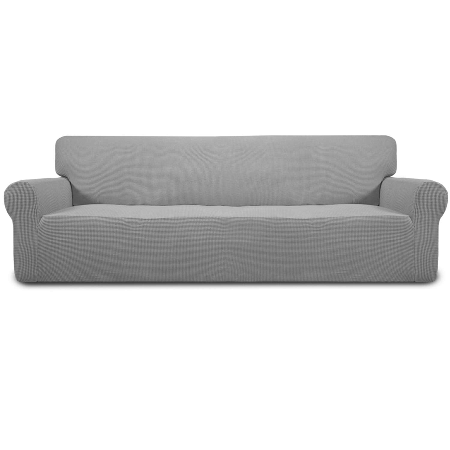 Easy-Going Stretch Sofa Slipcover 1-Piece Sofa Cover Furniture Protector Couch Soft with Elastic Bottom for Kids, Polyester Spandex Jacquard Fabric Small Checks (Sofa, Dark Gray)
