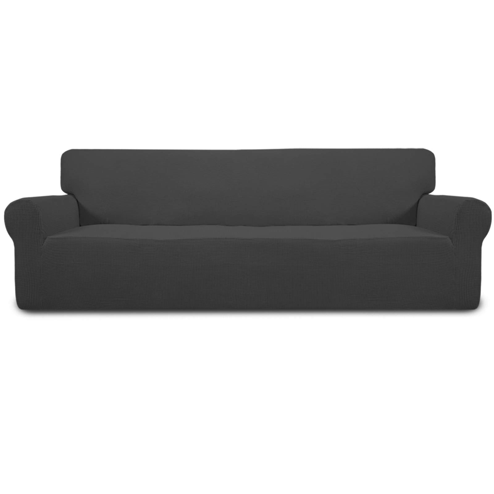 Easy-Going Stretch Sofa Slipcover 1-Piece Sofa Cover Furniture Protector Couch Soft with Elastic Bottom for Kids, Polyester Spandex Jacquard Fabric Small Checks (Sofa, Dark Gray)